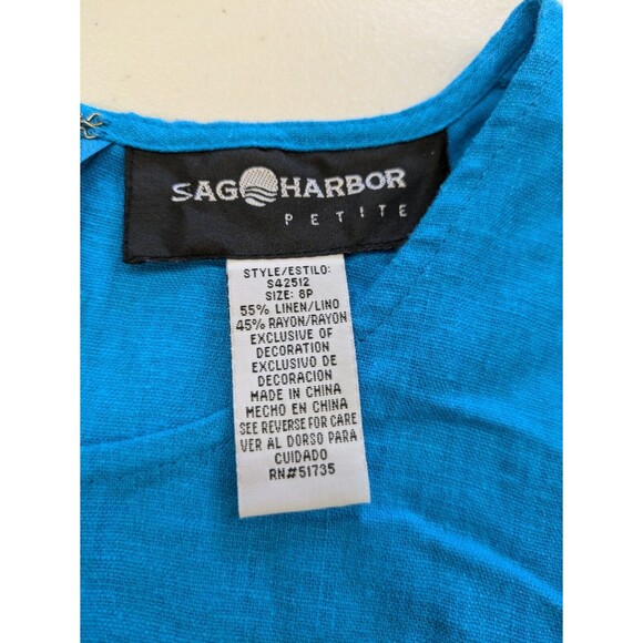 Sag Harbor Bright Blue Linen Sleeveless Maxi Dress Sequins Womens 8P NWT - Picture 8 of 13
